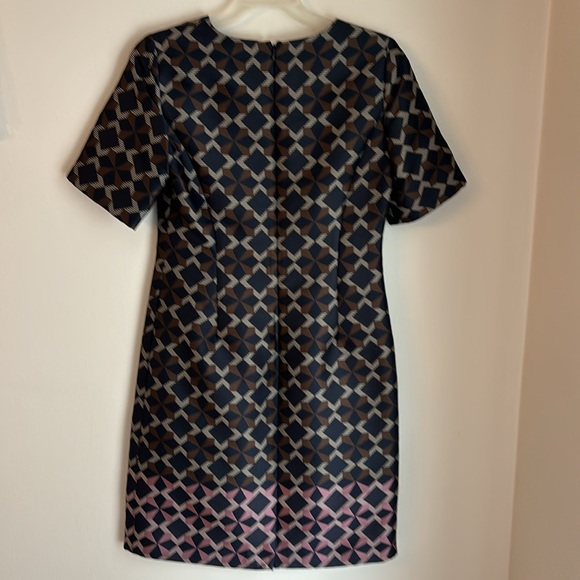 Brooks Brothers Women’s Navy & Brown Geometric Star Print Dress Sz 8 Italy NWOT - Picture 13 of 14